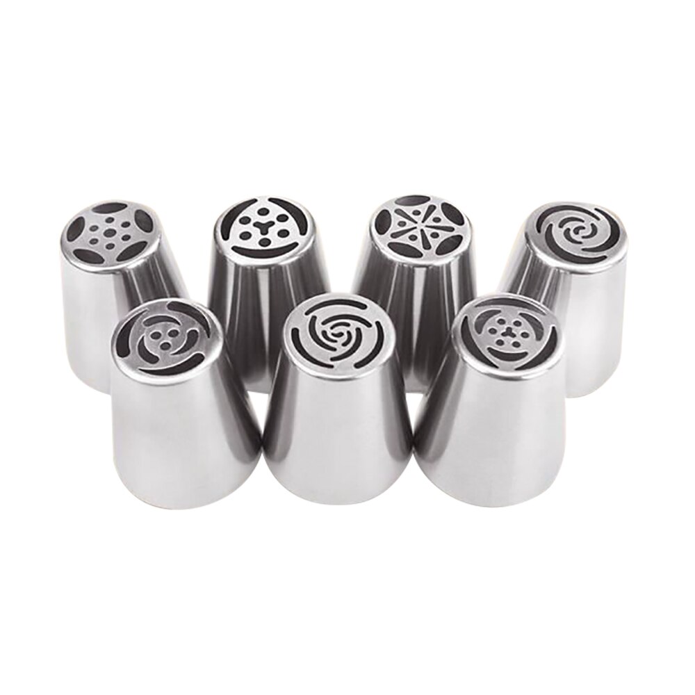 Set 7 dispozitive pentru decorarea produselor de patiserie/torturilor Gogou, Otel inoxidavil, Argintiu