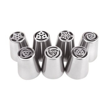 Set 7 dispozitive pentru decorarea produselor de patiserie/torturilor Gogou, Otel inoxidavil, Argintiu Set 7 dispozitive pentru decorarea produselor de patiserie/torturilor Gogou, Otel inoxidavil, Argintiu