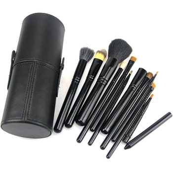 Set pensule makeup, Lila Rossa, in tub negru, 12 buc Set pensule makeup, Lila Rossa, in tub negru, 12 buc