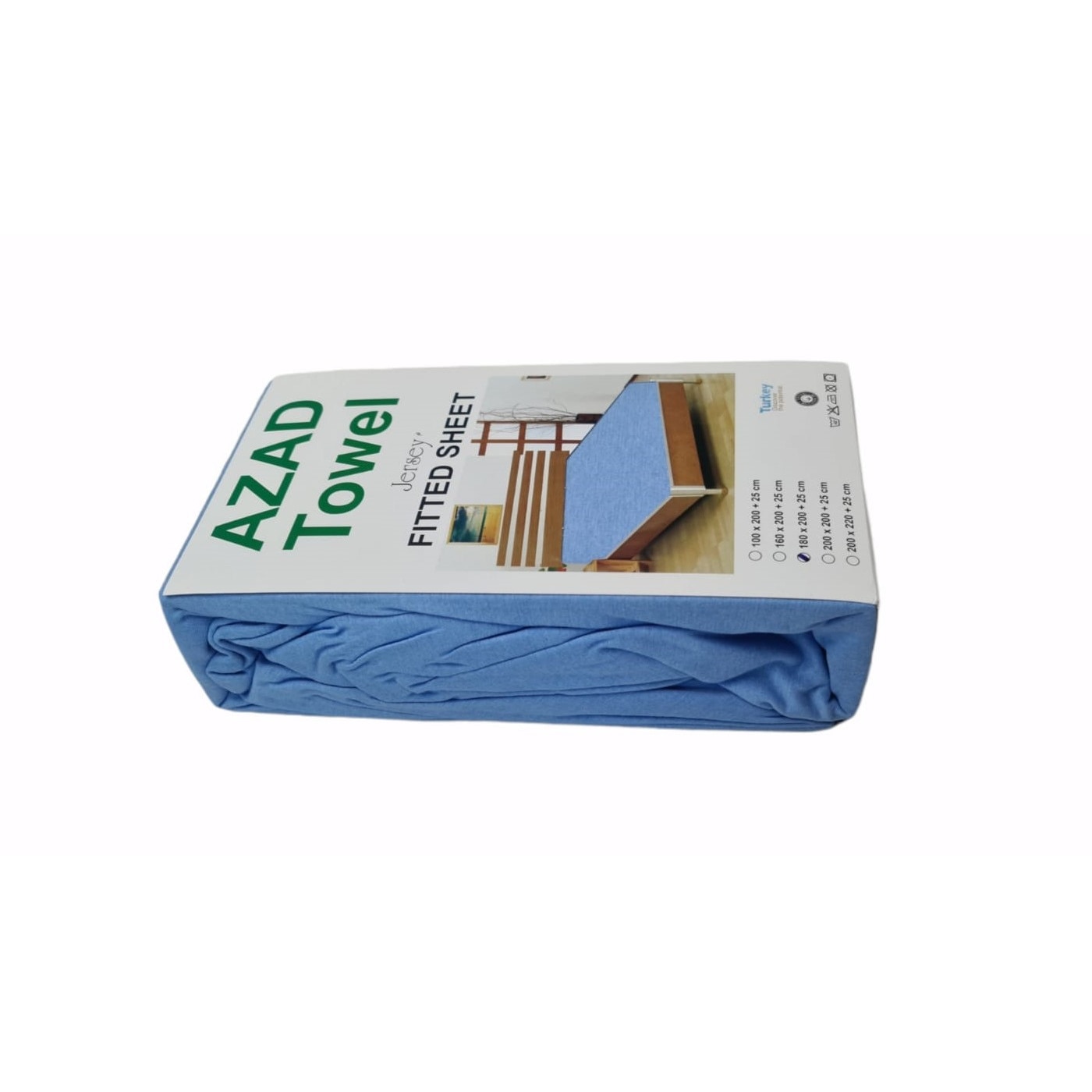 Husa de pat cu elastic, Bumbac 100%, 180 x 200 cm, Bleu