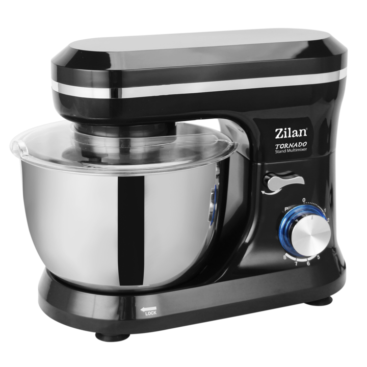 Миксер с купа Zilan ZLN-1215, Неръждаема стомана, 1000 W, Купа 4.5 L, 8 скорости, Черен
