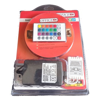 Banda Led cu alimentator si telecomanda, multicolora, 3m Banda Led cu alimentator si telecomanda, multicolora, 3m