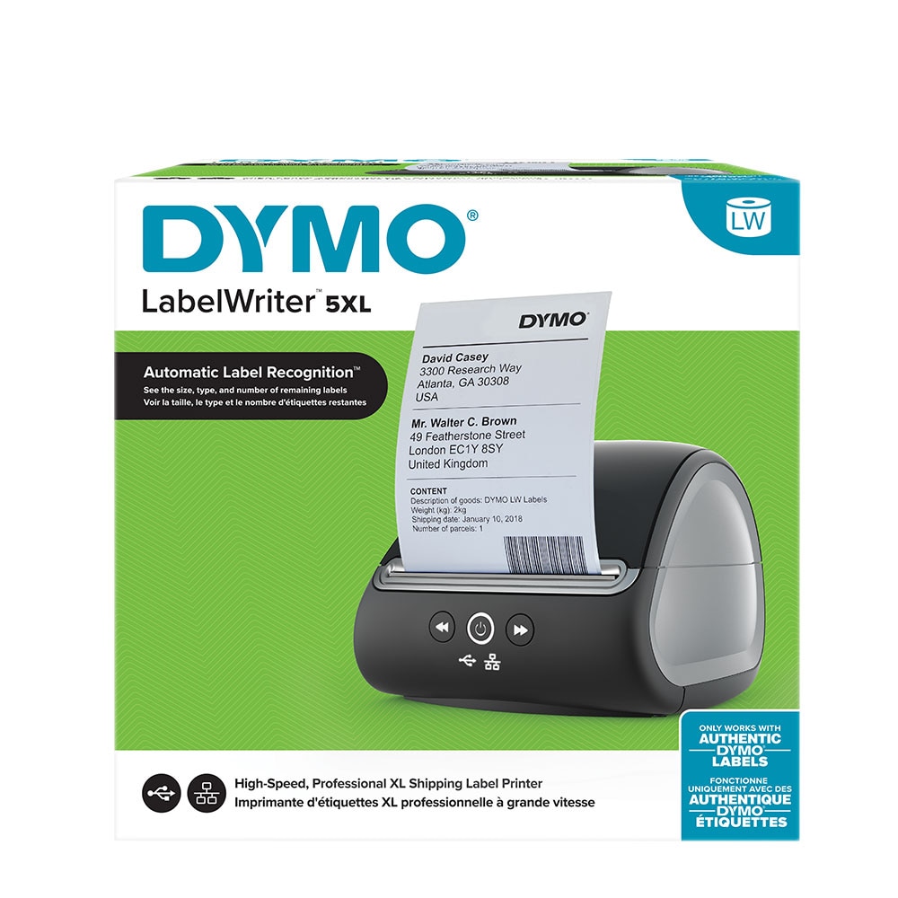 Термопринтер за етикети DYMO LabelWriter 5XL, сензор за разпознаване на ...
