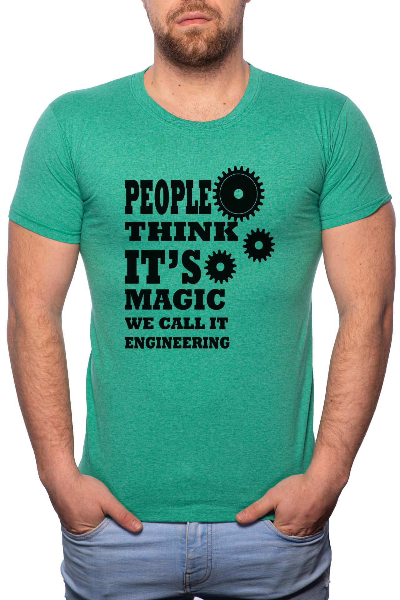 Tricou barbati, Engineering, 100% Bumbac, R131, Verde