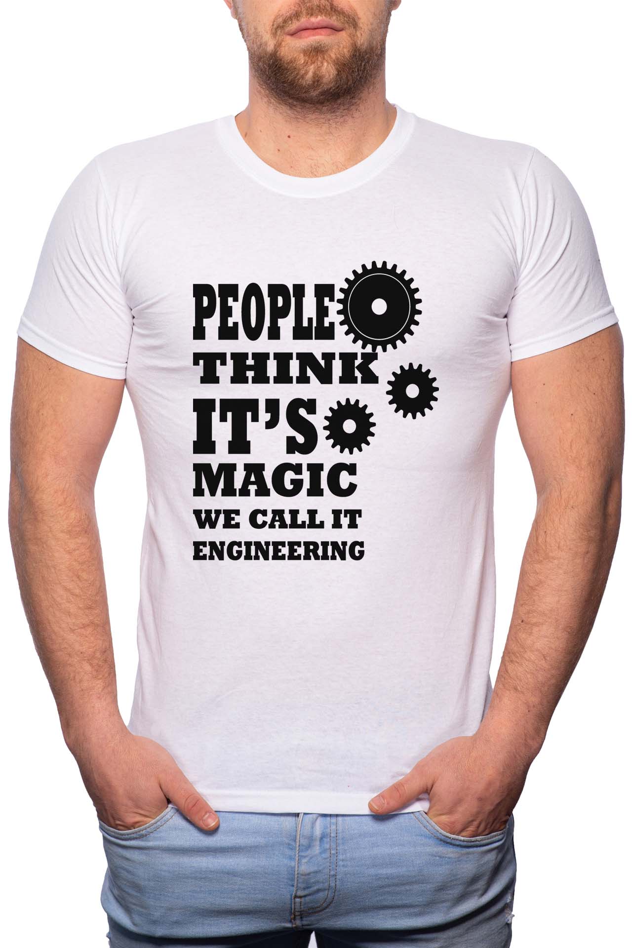 Tricou barbati, Engineering, 100% Bumbac, R131, Alb