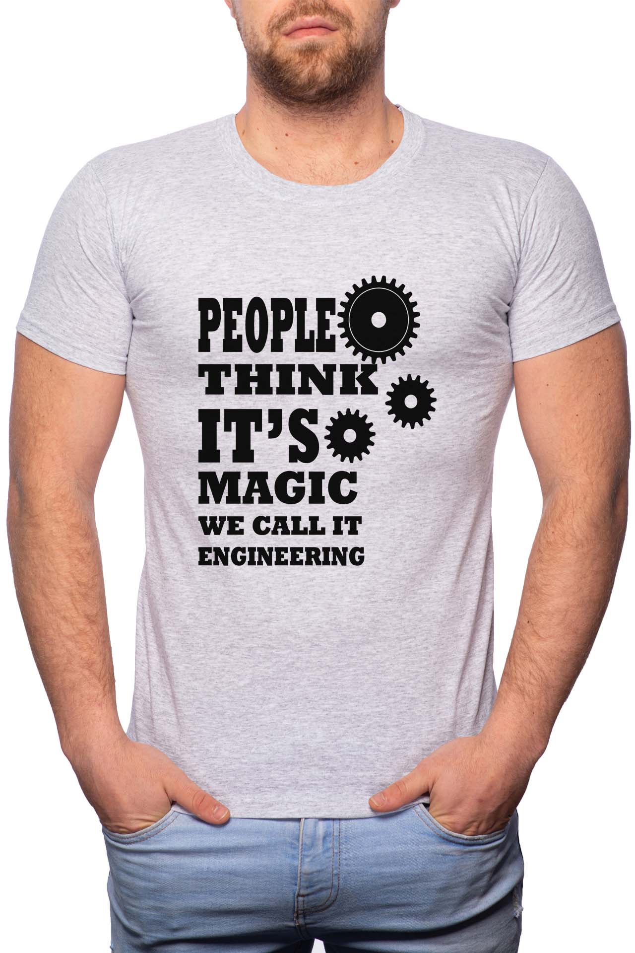 Tricou barbati, Engineering, 100% Bumbac, R131, Gri