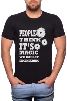 Tricou barbati, Engineering, 100% Bumbac, R131, Negru Tricou barbati, Engineering, 100% Bumbac, R131, Negru