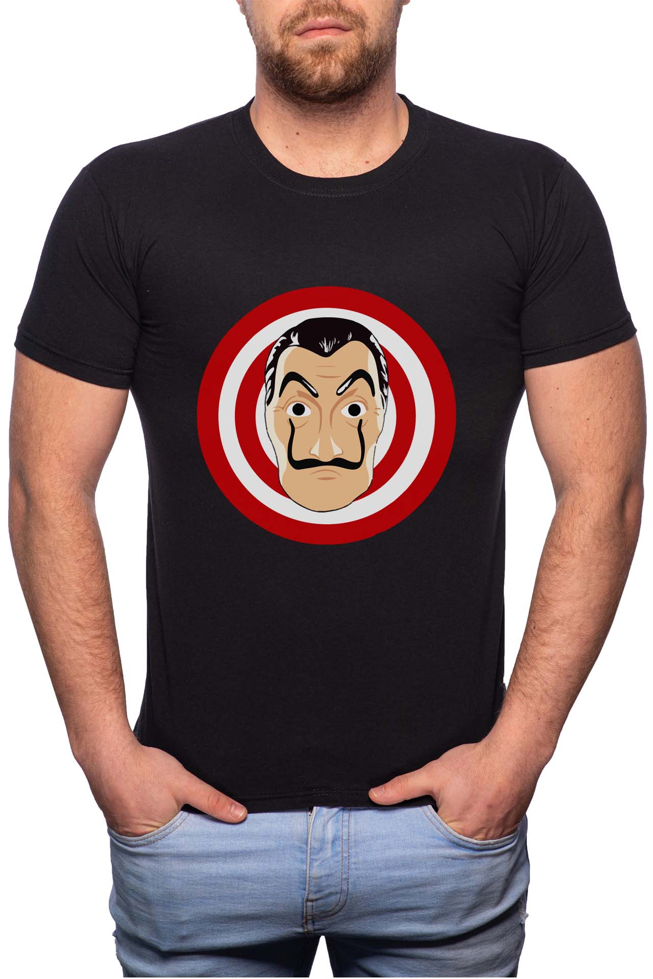 Tricou barbati, La Casa De Papel, 100% Bumbac, G142, Negru