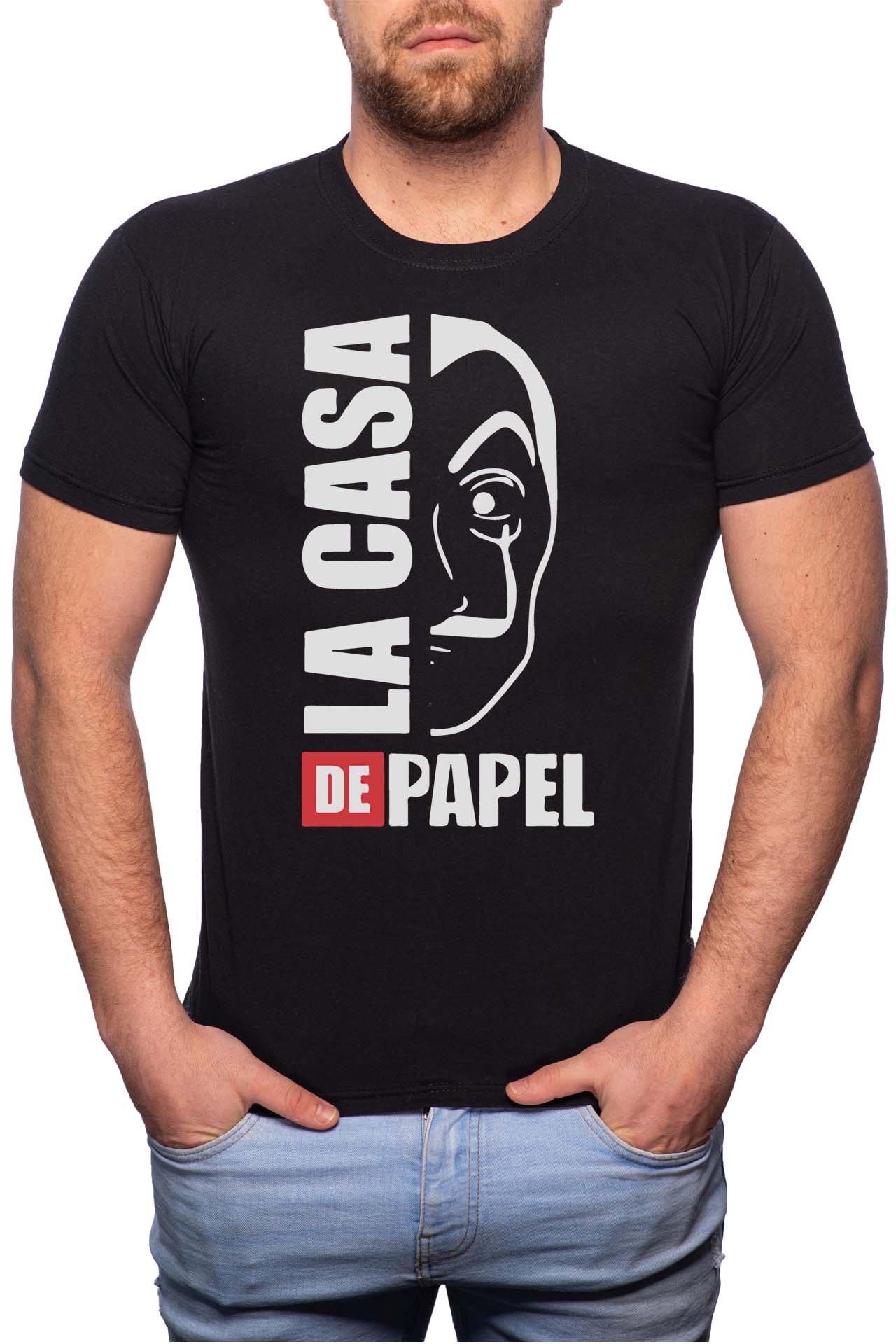 Tricou barbati, La Casa De Papel, 100% Bumbac, GR141, Negru