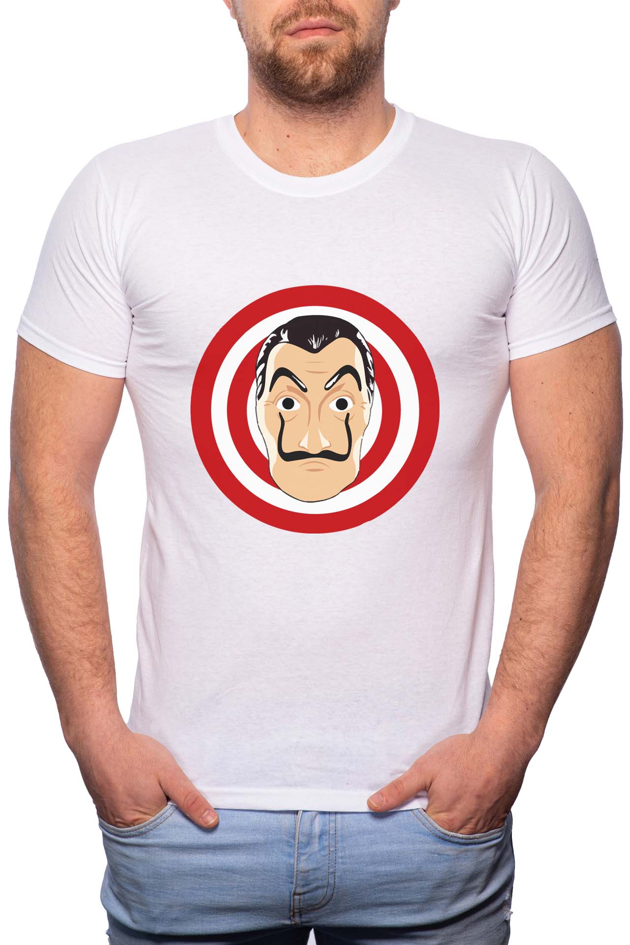 Tricou barbati, La Casa De Papel, 100% Bumbac, G142, Alb