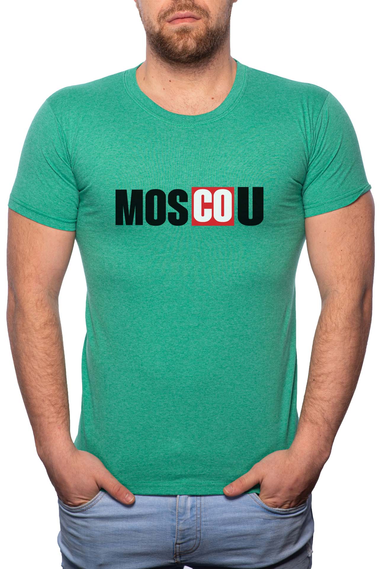 Tricou barbati, La Casa De Papel - Moscow, 100% Bumbac, GR148, Verde