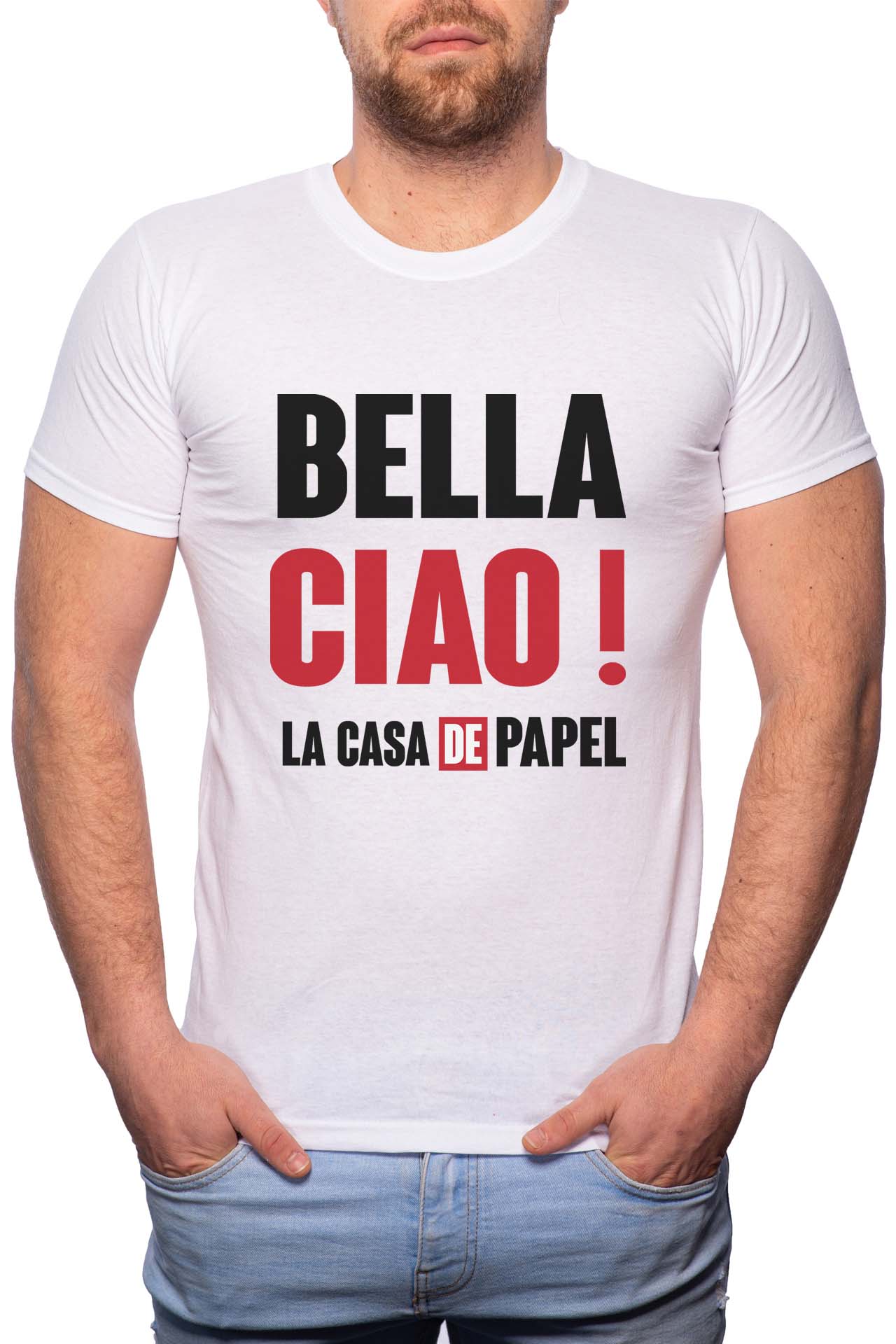 Tricou barbati, La Casa De Papel - Bella Ciao, 100% Bumbac, R154, Alb