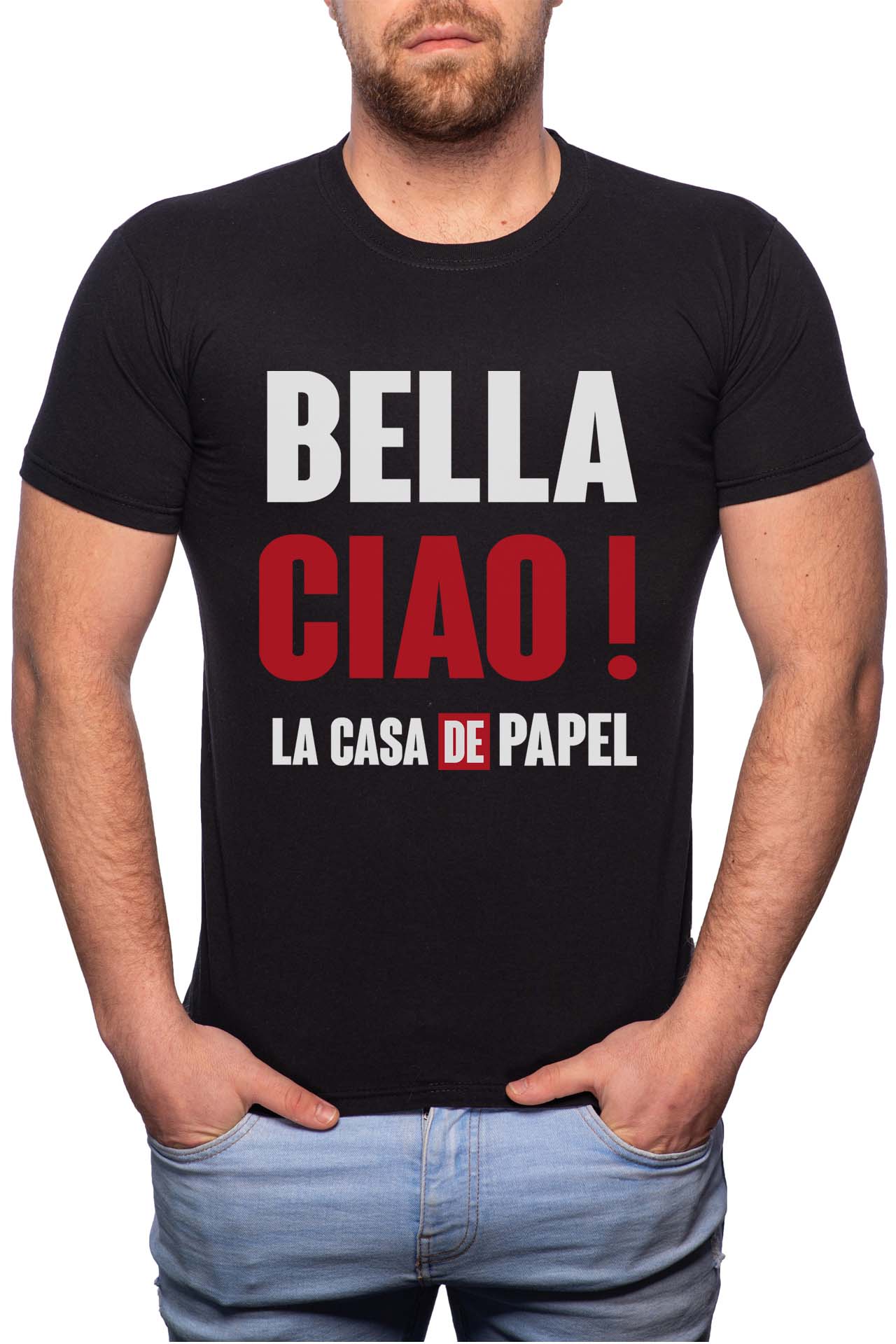 Tricou barbati, La Casa De Papel - Bella Ciao, 100% Bumbac, R154, Negru
