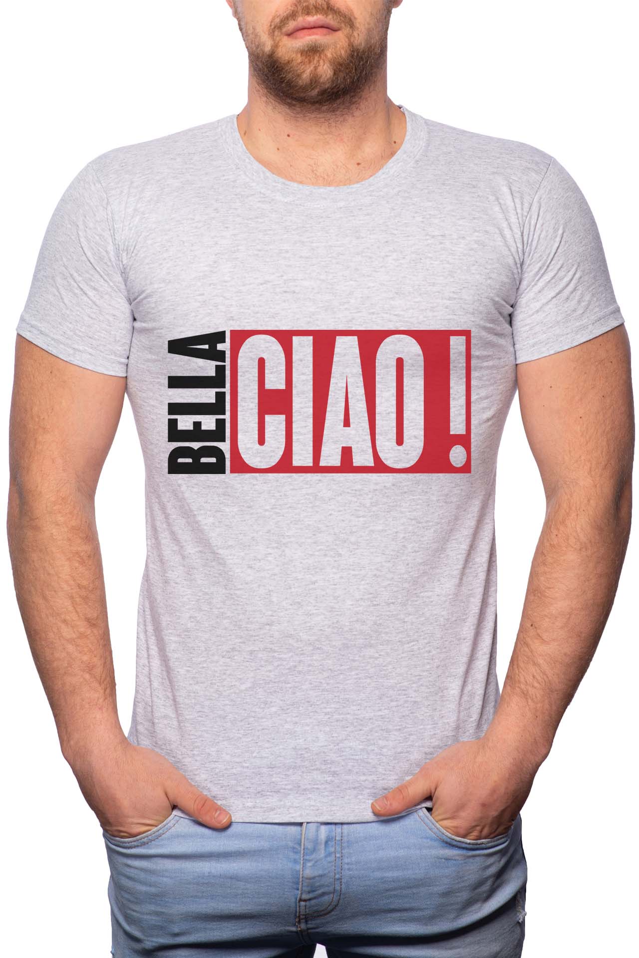 Tricou barbati, La Casa De Papel - Bella Ciao, 100% Bumbac, GR155, Gri