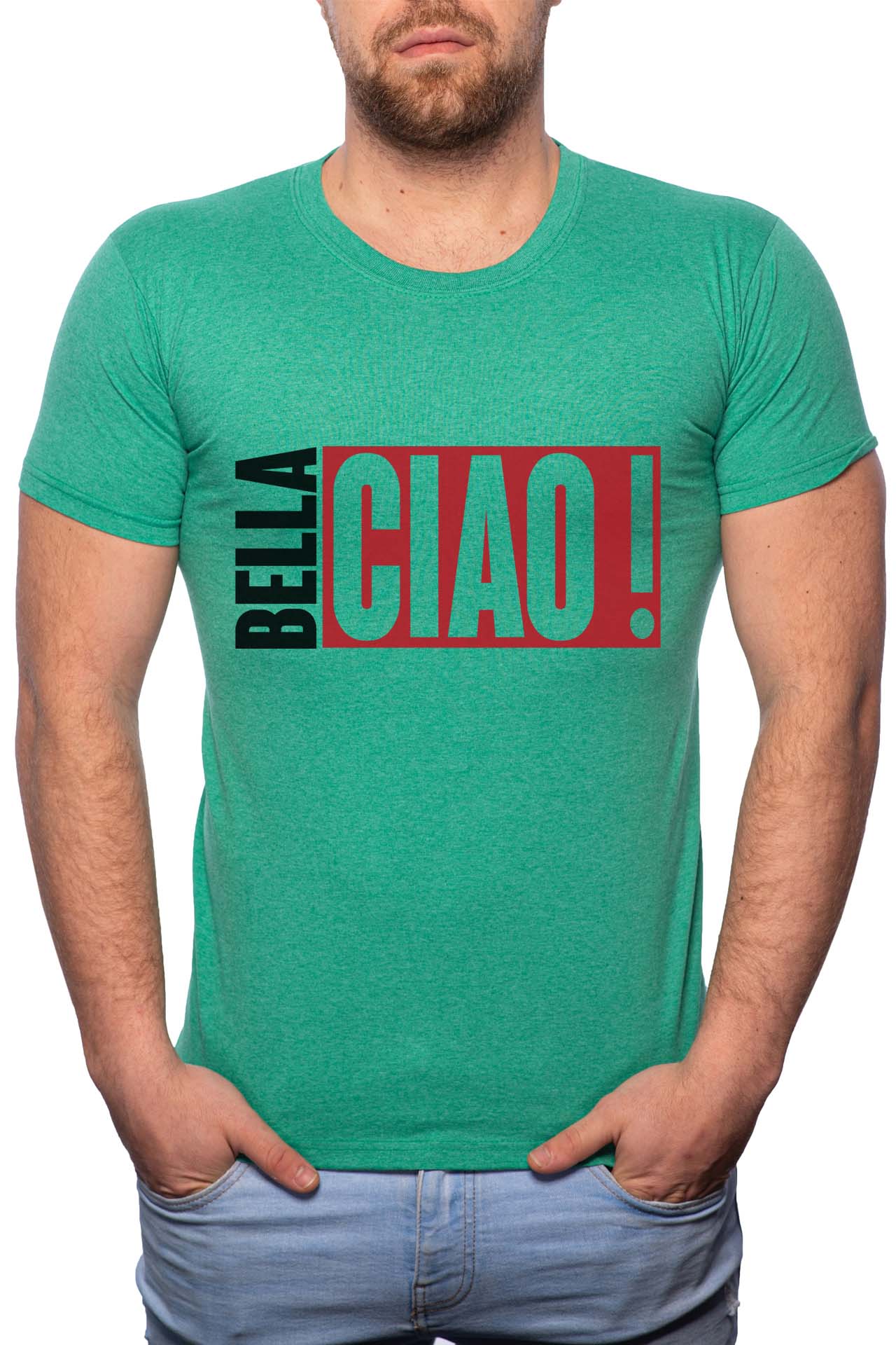Tricou barbati, La Casa De Papel - Bella Ciao, 100% Bumbac, GR155, Verde