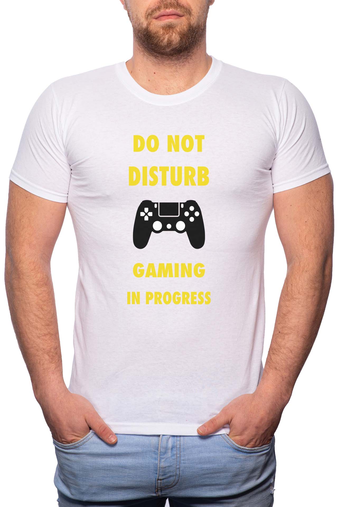 Tricou barbati, Do Not Disturb, 100% Bumbac, G158, Alb