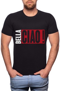 Tricou barbati, La Casa De Papel - Bella Ciao, 100% Bumbac, GR155, Negru Tricou barbati, La Casa De Papel - Bella Ciao, 100% Bumbac, GR155, Negru