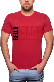 Tricou barbati, La Casa De Papel - Bella Ciao, 100% Bumbac, GR155, Rosu Bordeaux Tricou barbati, La Casa De Papel - Bella Ciao, 100% Bumbac, GR155, Rosu Bordeaux