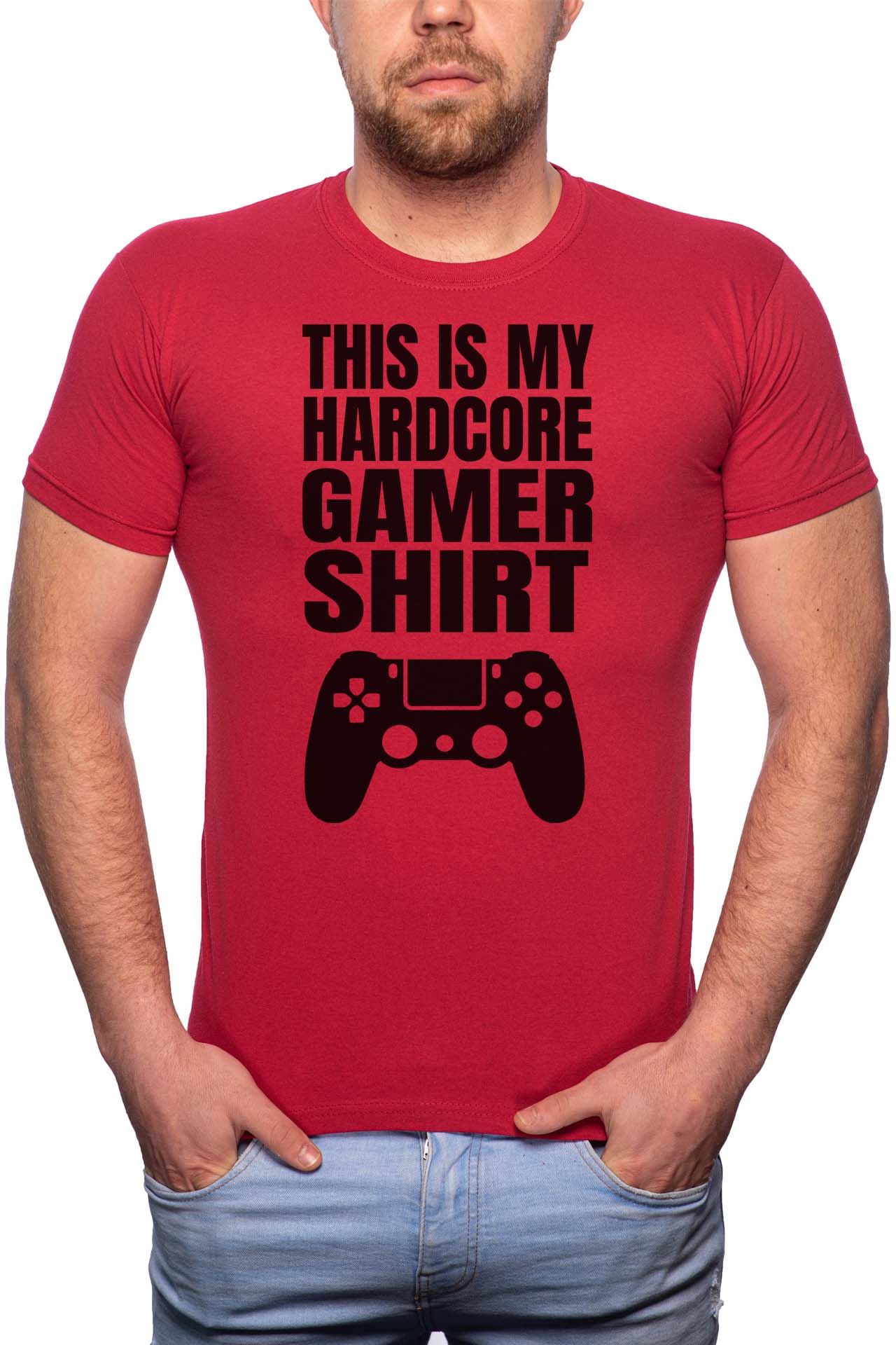 Tricou barbati, Hardcore Gamer, 100% Bumbac, GR161, Rosu Bordeaux