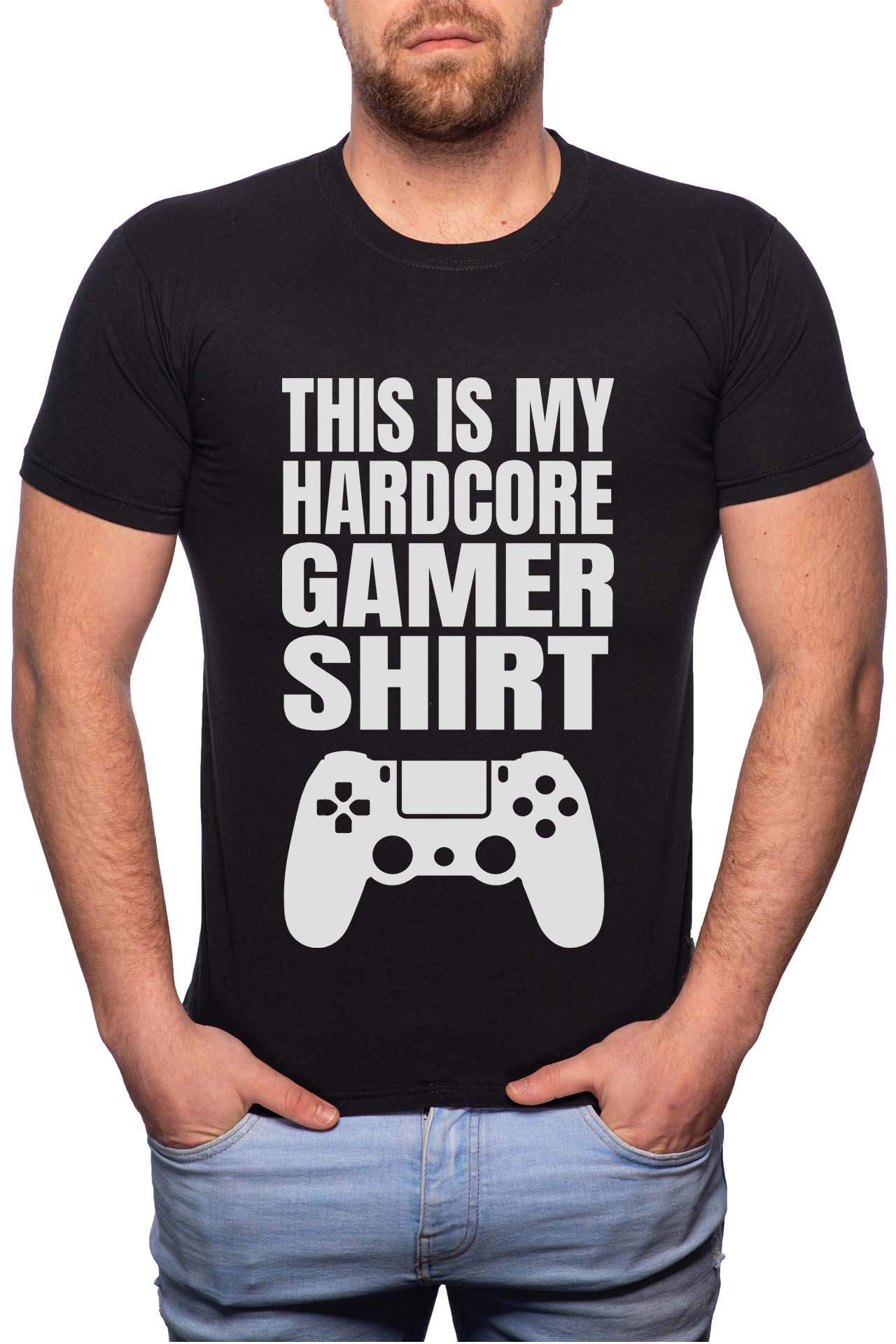 Tricou barbati, Hardcore Gamer, 100% Bumbac, GR161, Negru