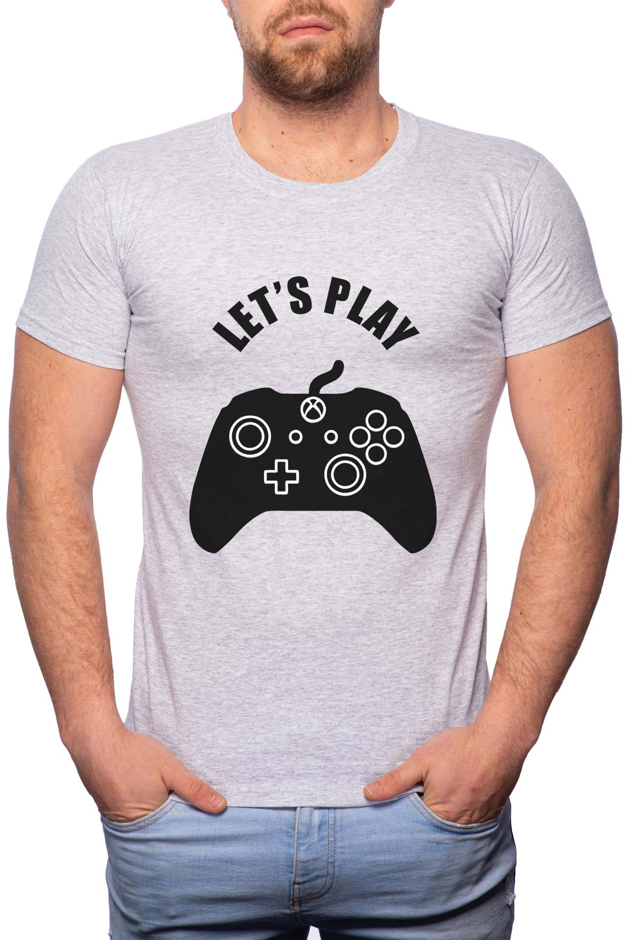 Tricou barbati, Let's Play, 100% Bumbac, GM164, Gri