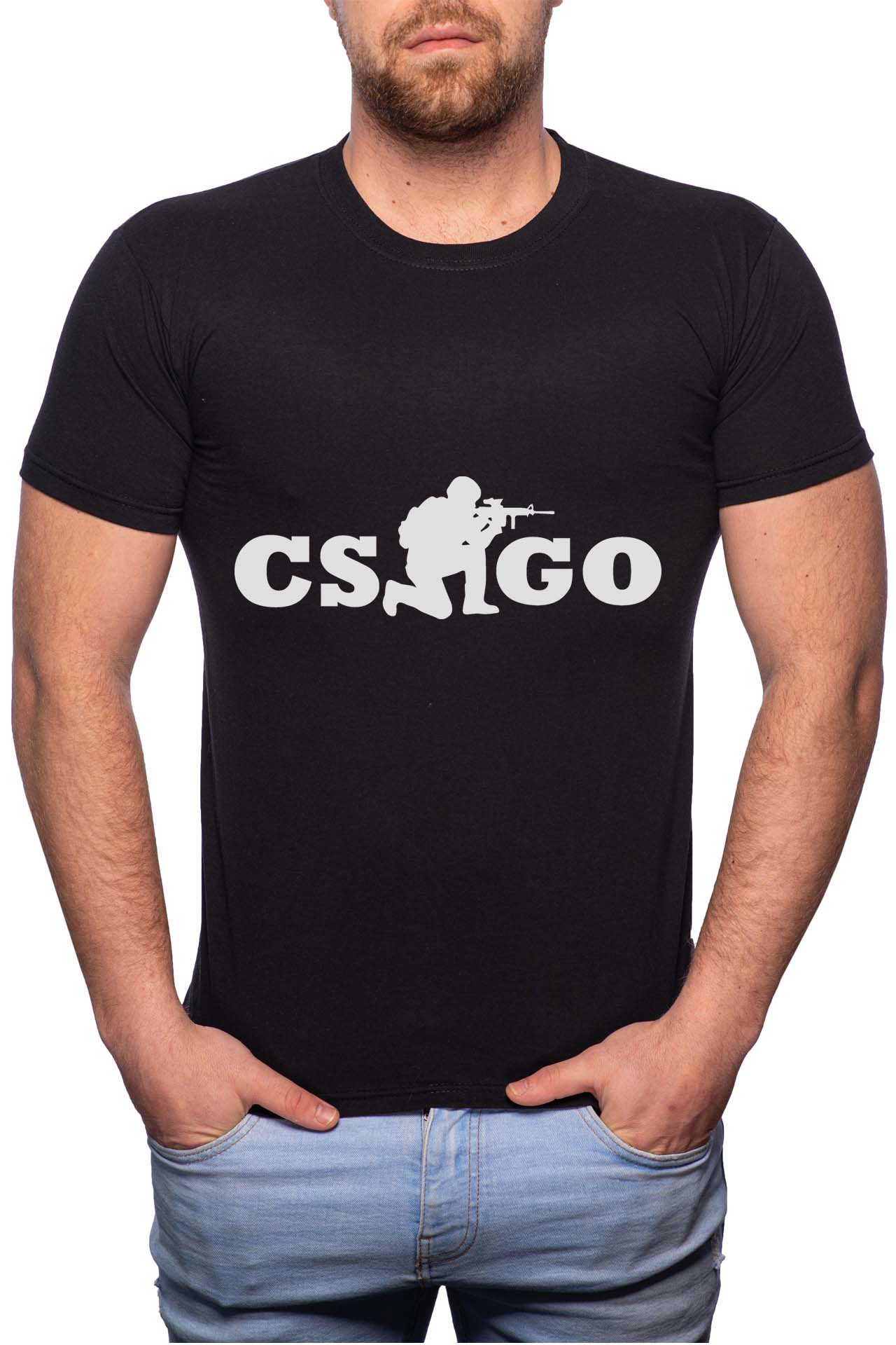 Tricou barbati, CsGo, 100% Bumbac, B166, Negru