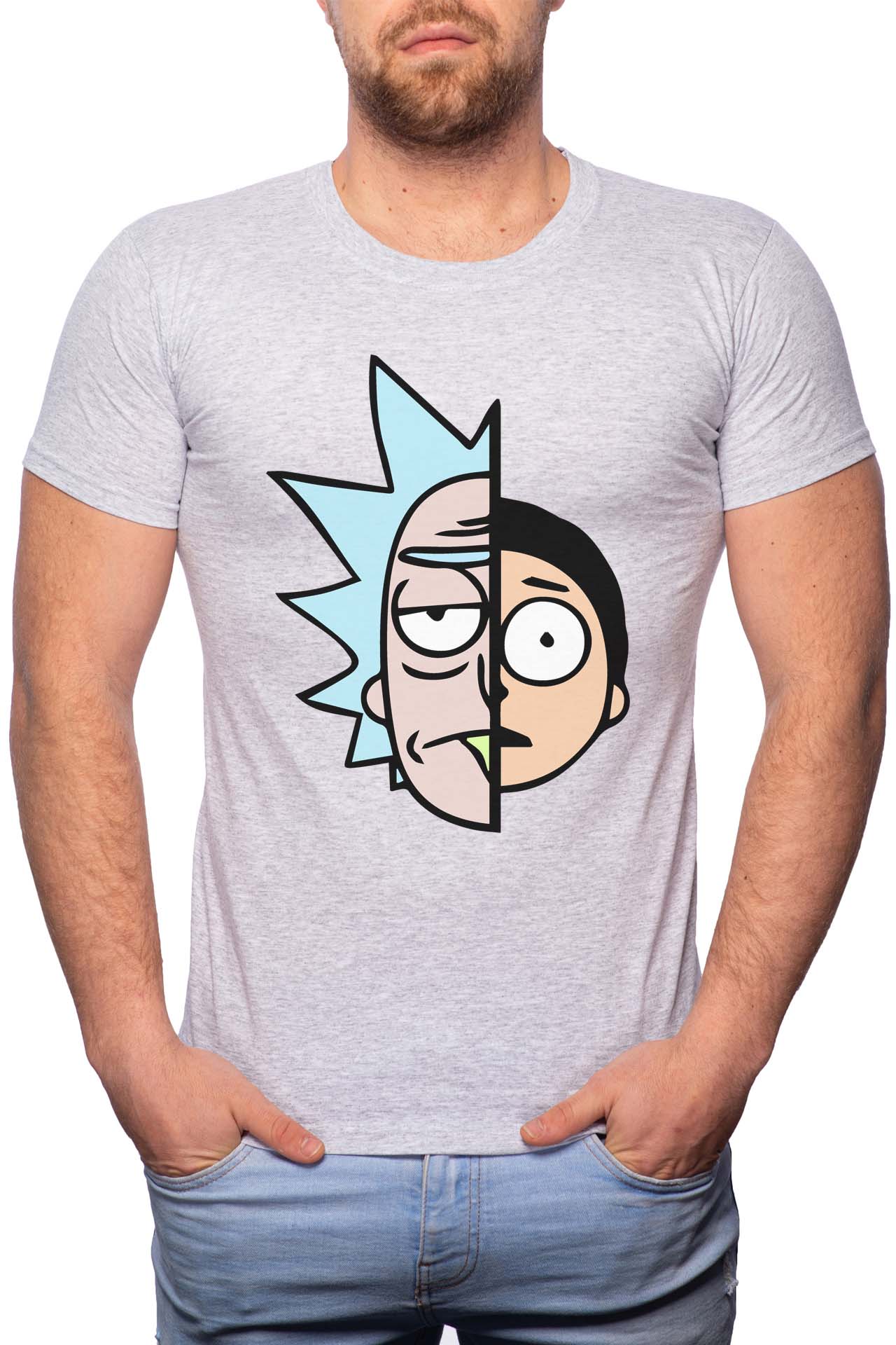 Tricou barbati, Rick And Morty, 100% Bumbac, GR170, Gri