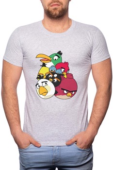 Tricou barbati, Angry Birds, 100% Bumbac, GR181, Gri