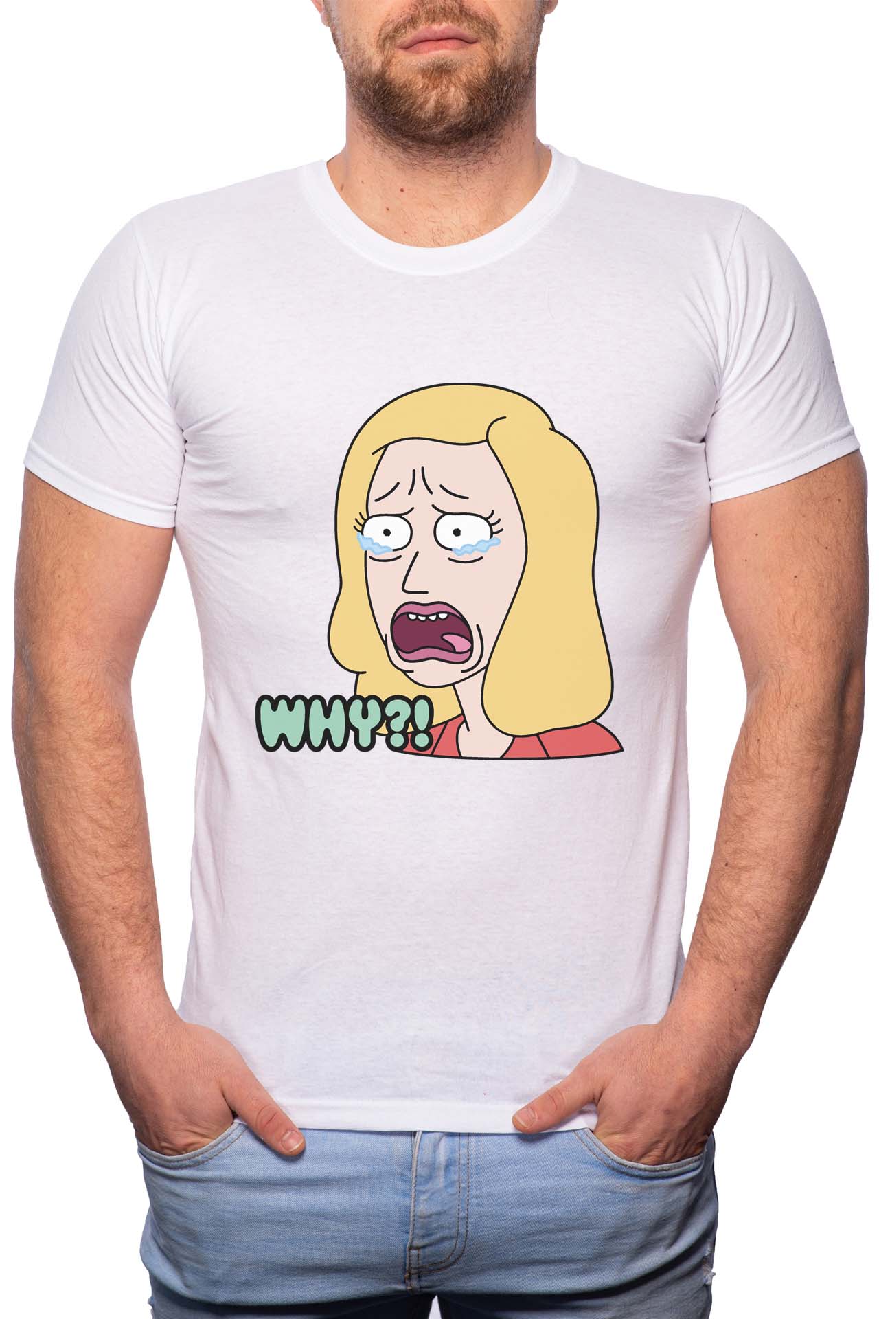 Tricou barbati, Rick And Morty, 100% Bumbac, R182, Alb