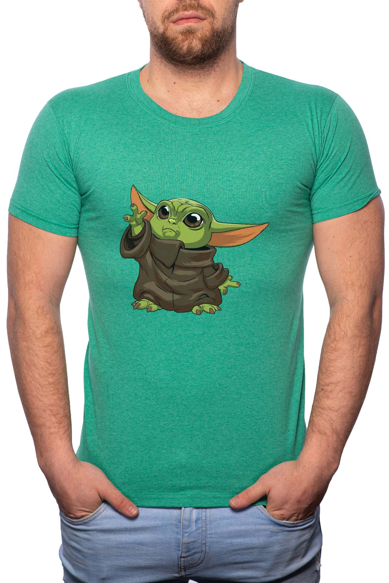 Tricou barbati, Star Wars - Baby Yoda, 100% Bumbac, W185, Verde
