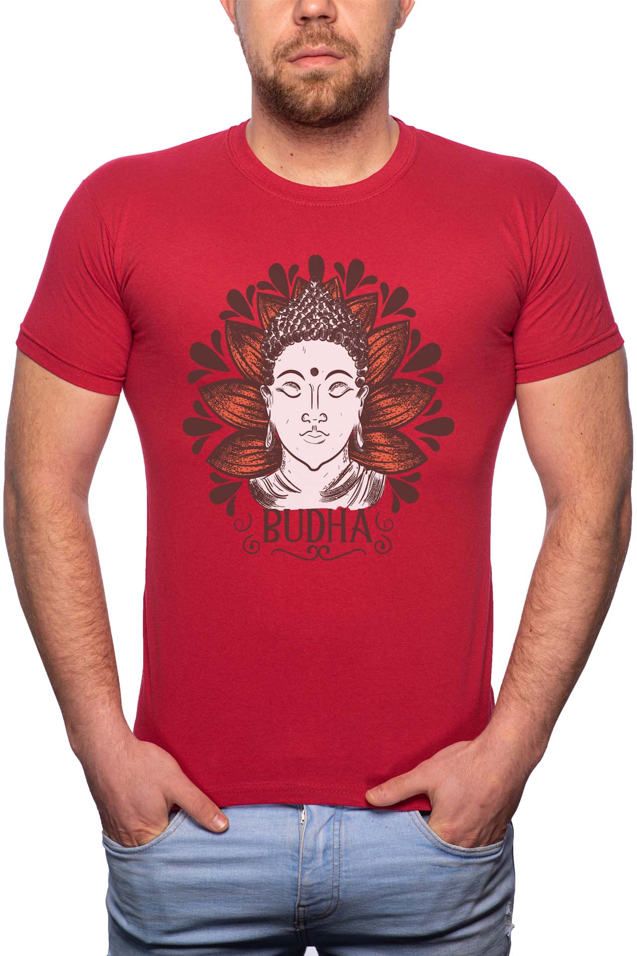 Tricou barbati, Budha, 100% Bumbac, G195, Rosu Bordeaux