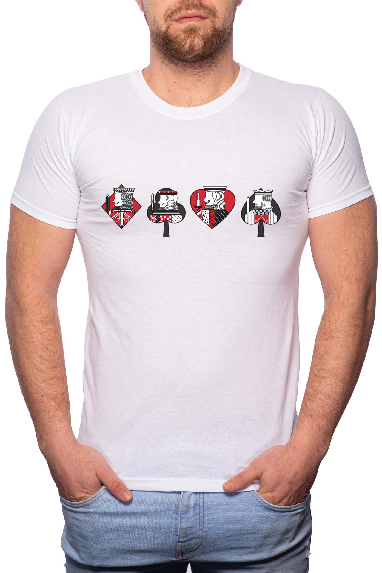 Tricou barbati, Poker, 100% Bumbac, GM202, Alb