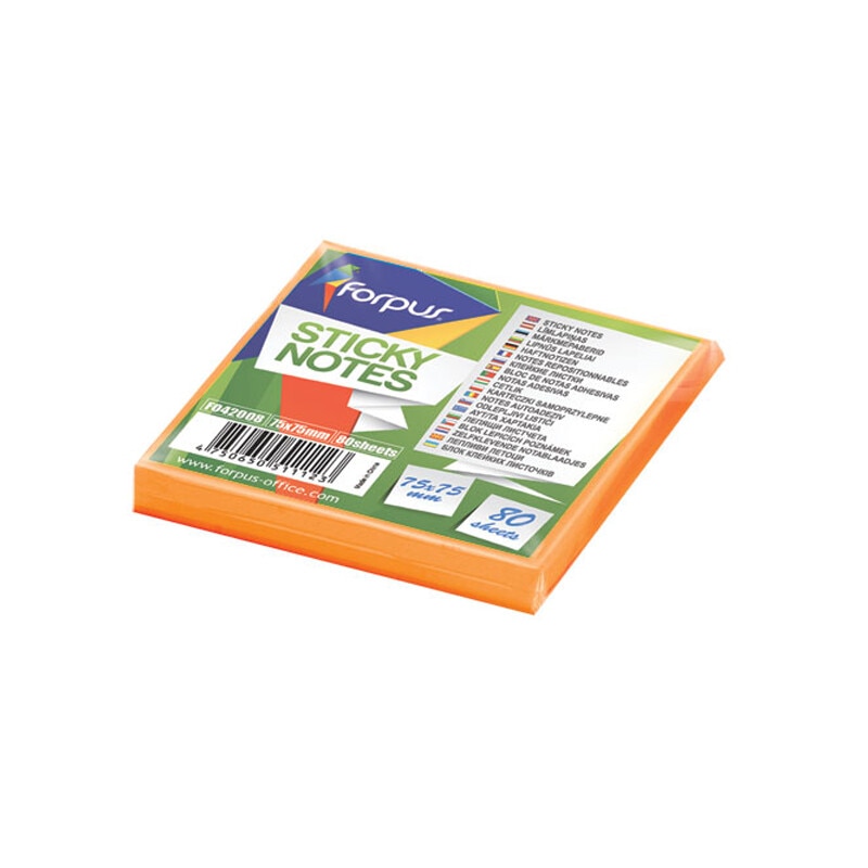 Notite adezive Forpus 42011 75x75mm 80 file portocaliu