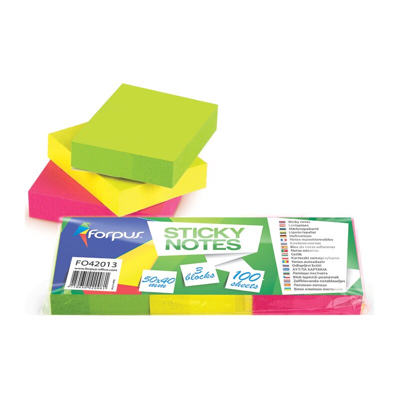 Notite adezive Forpus 42013 50x40mm 300 file 3 culori