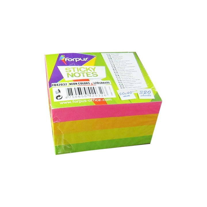 Notite adezive Forpus 42032 50x40 mm 320 file 4 culori