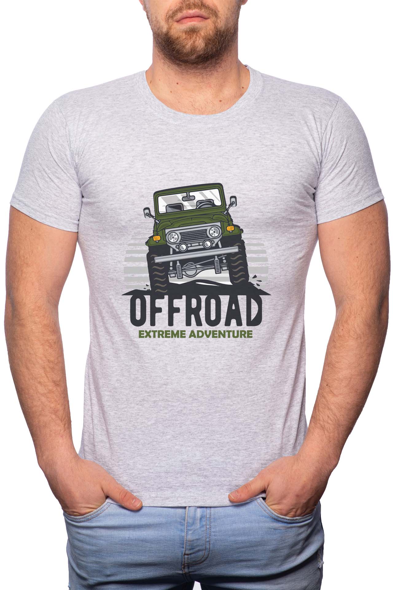 Tricou barbati, Off Road, 100% Bumbac, GR214, Gri