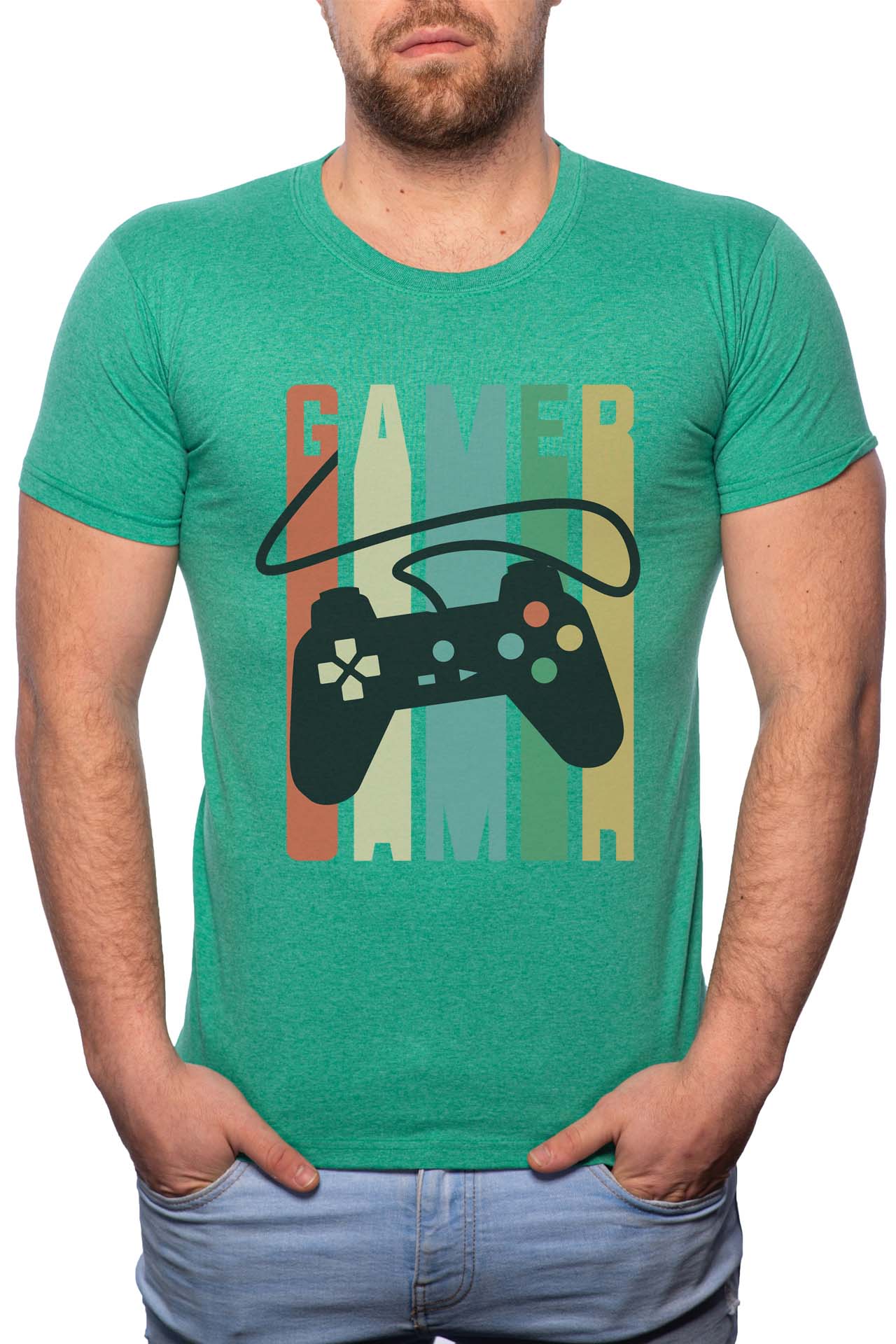 Tricou barbati, Gamer, 100% Bumbac, GM243, Verde