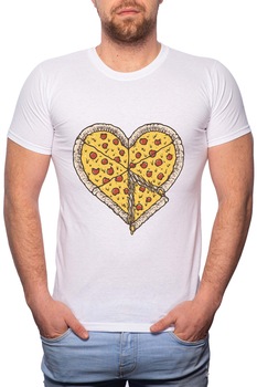 Tricou barbati, Pizza Love, 100% Bumbac, B245, Alb