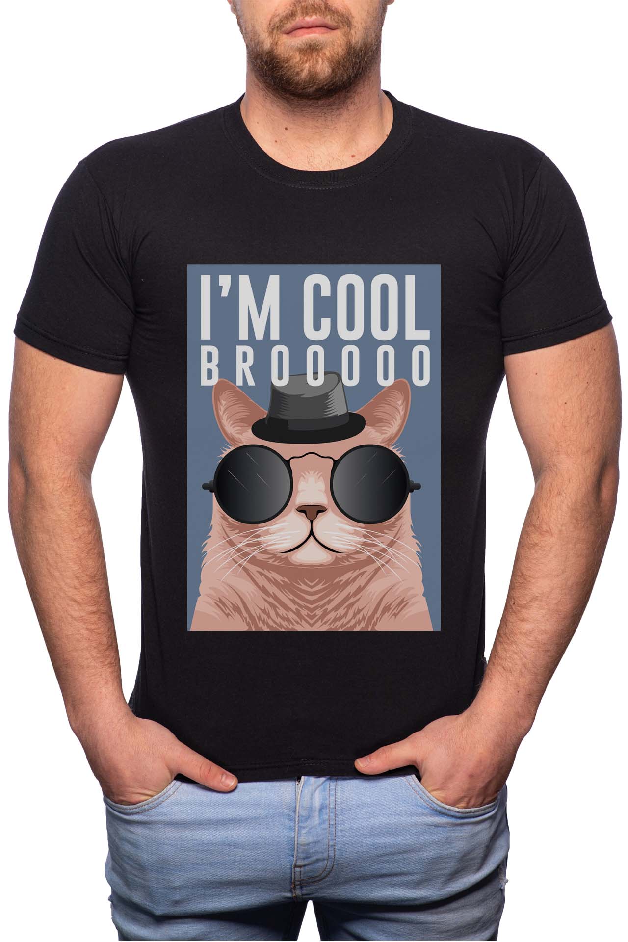 Tricou barbati, I'm Cool, 100% Bumbac, GR246, Negru