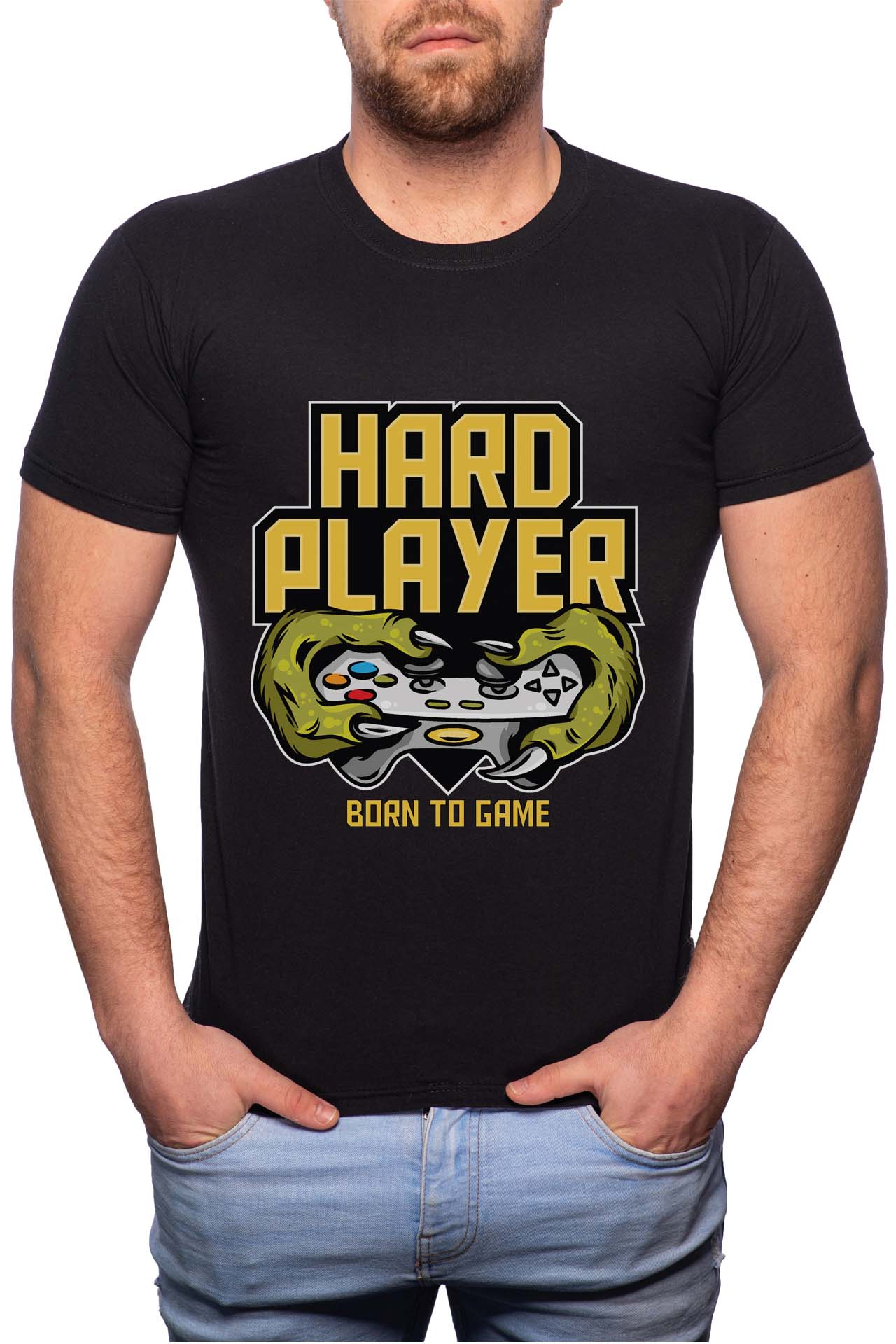 Tricou barbati, Born To Game, 100% Bumbac, GR244, Negru