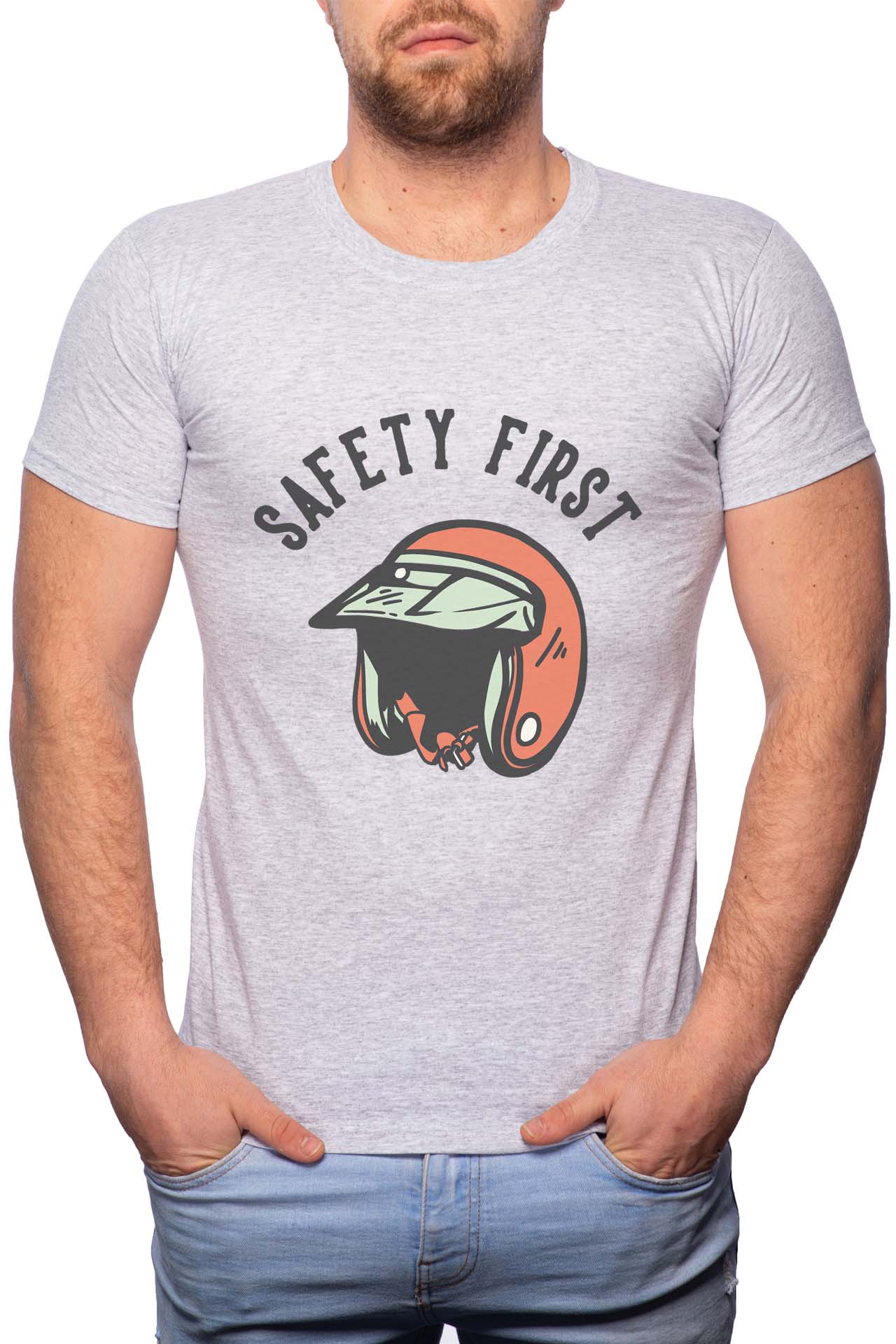 Tricou barbati, Safety First, 100% Bumbac, GM252, Gri