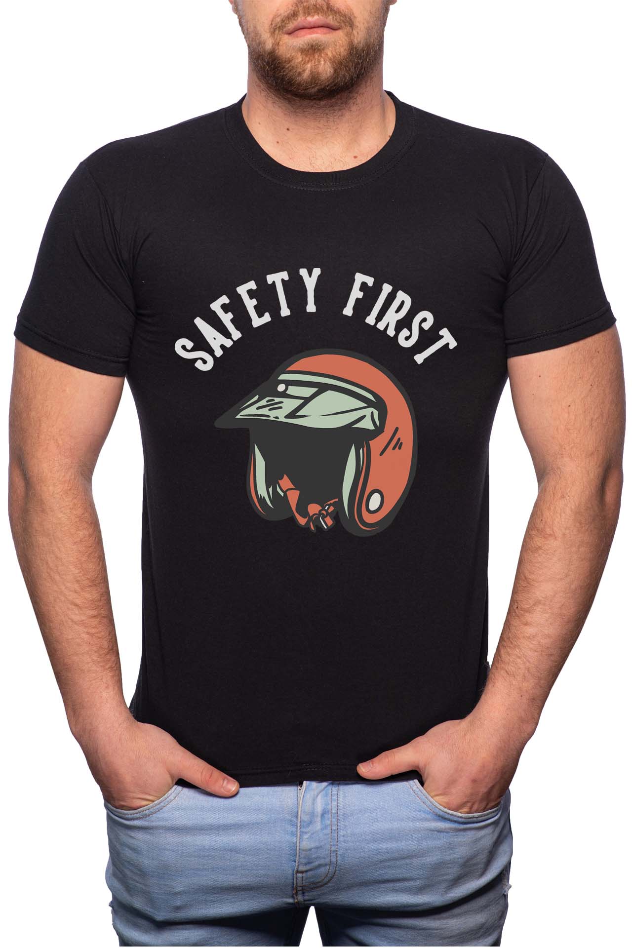 Tricou barbati, Safety First, 100% Bumbac, GM252, Negru