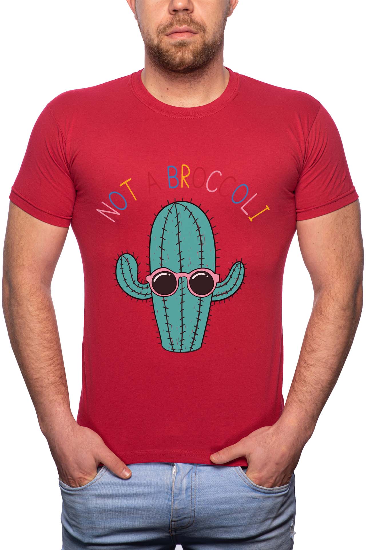 Tricou barbati, Not A Broccoli, 100% Bumbac, GR266, Rosu Bordeaux