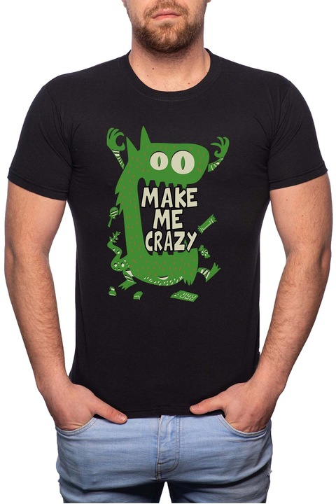 Мъжка тениска, Make Me Crazy, 100% памук, B270, черна, 3XL