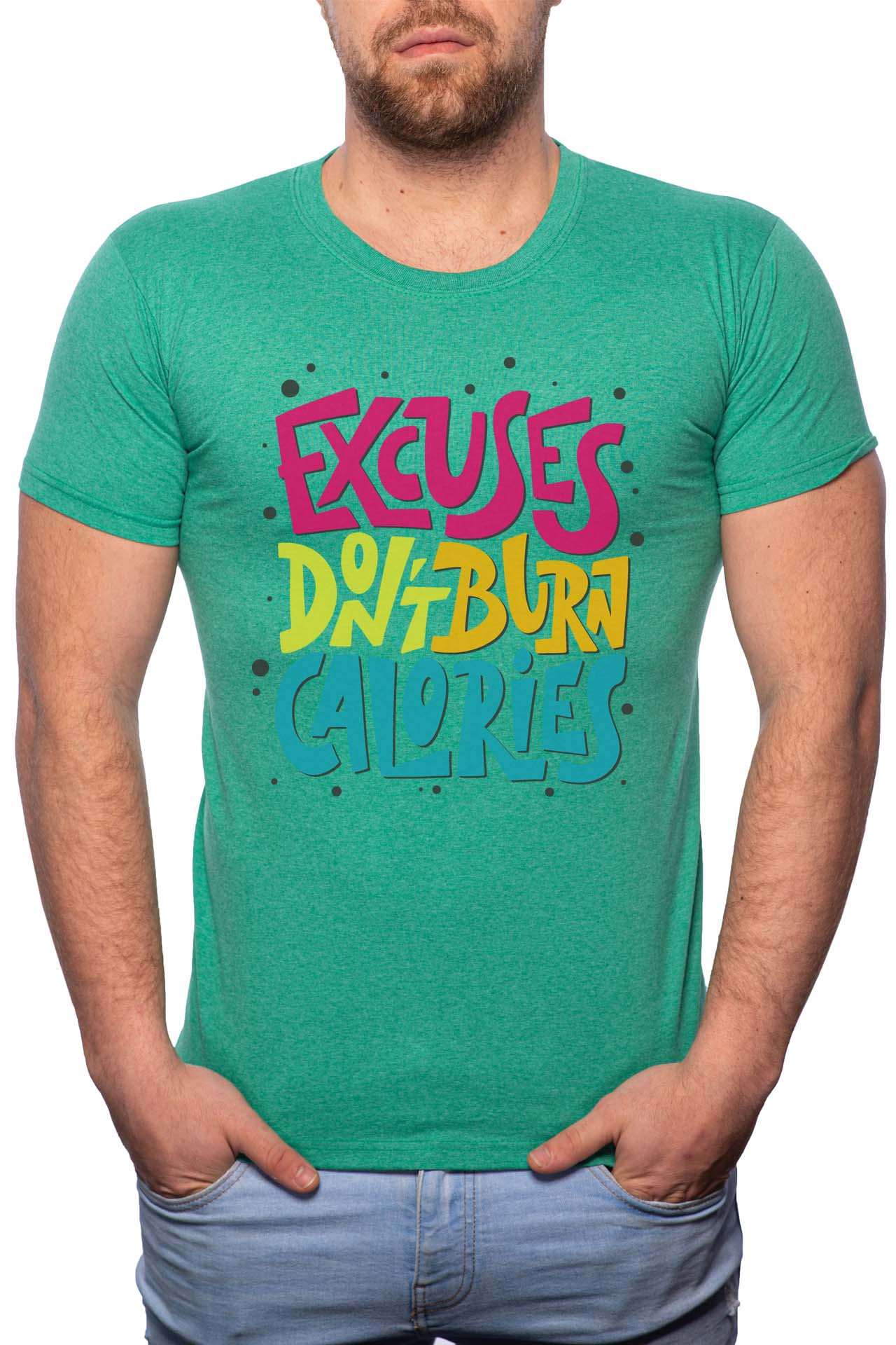 Tricou barbati, Excuses Don't Burn Calories, 100% Bumbac, GR275, Verde