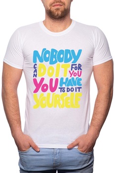 Tricou barbati, Do It Yourself, 100% Bumbac, B274, Alb Tricou barbati, Do It Yourself, 100% Bumbac, B274, Alb