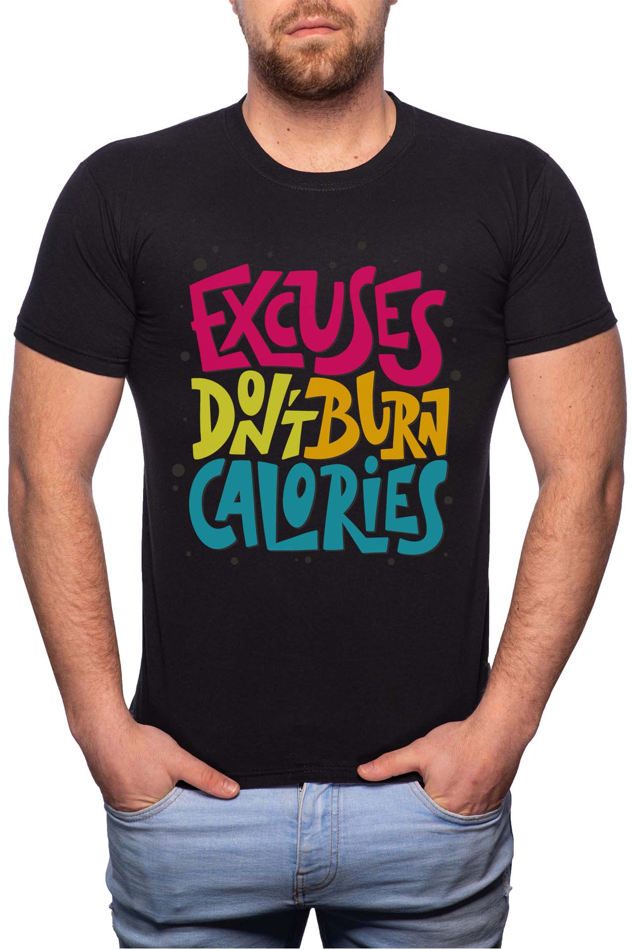 Tricou barbati, Excuses Don't Burn Calories, 100% Bumbac, GR275, Negru