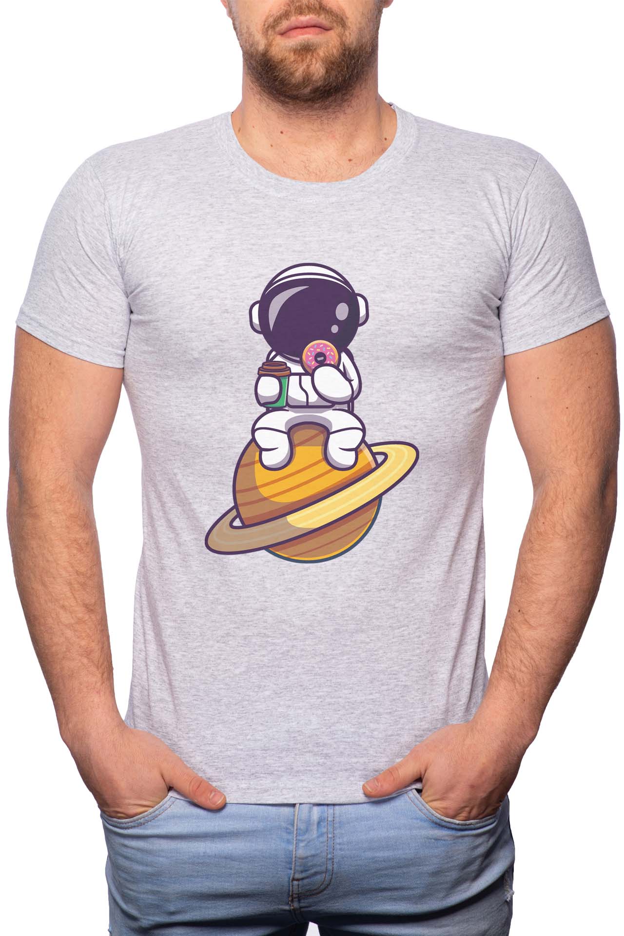 Tricou barbati, Doughnut, 100% Bumbac, R280, Gri