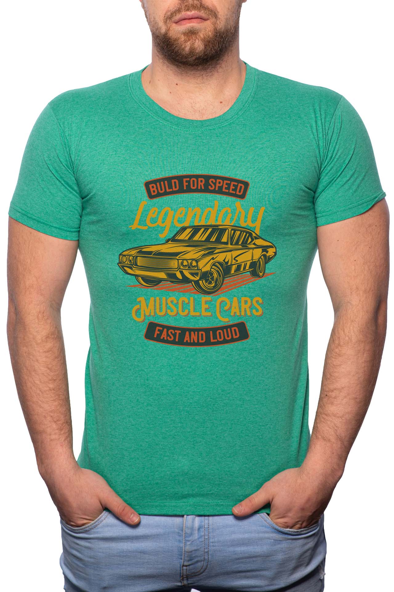 Tricou barbati, Legendary Car, 100% Bumbac, GR291, Verde