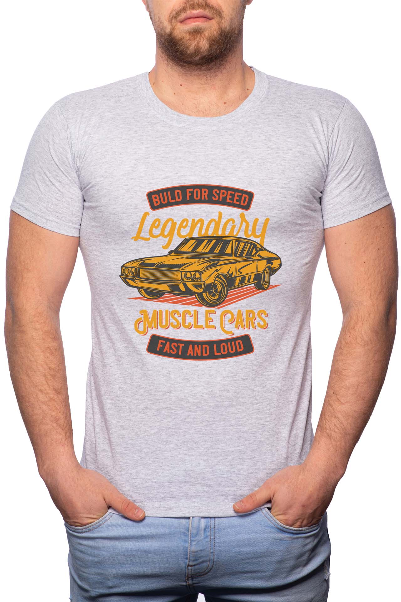 Tricou barbati, Legendary Car, 100% Bumbac, GR291, Gri